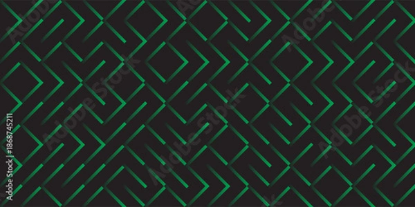 Obraz Modern Green Lattice Geometric Pattern on Dark Background
