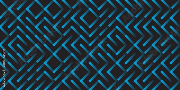 Obraz Blue Lattice Geometric Pattern on Dark Background
