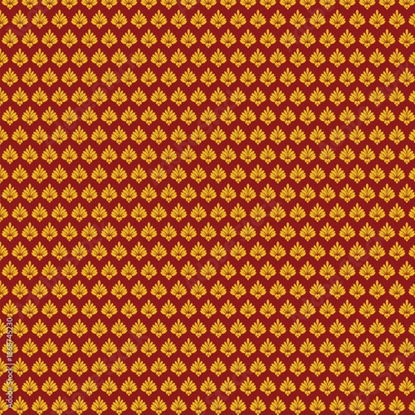 Fototapeta Red Gold Leaf seamless Pattern Background