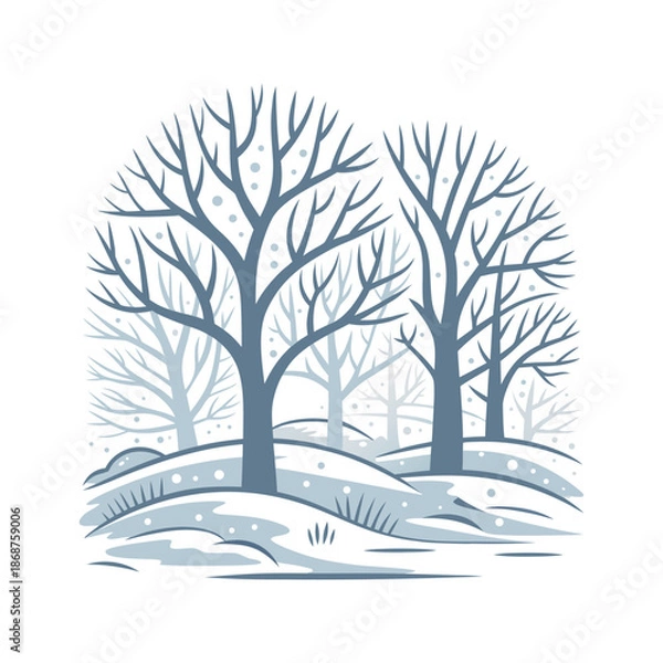 Fototapeta Winter Forest with Bare Trees Design