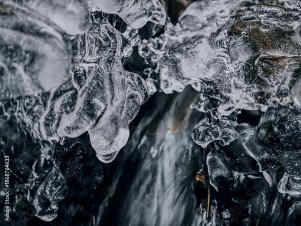 Obraz Ice Along a Flowing Winter Stream cold winter