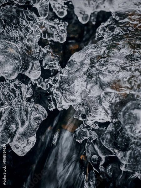 Obraz Ice Along a Flowing Winter Stream cold winter