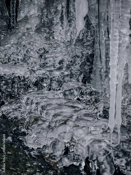 Obraz Ice Along a Flowing Winter Stream cold winter