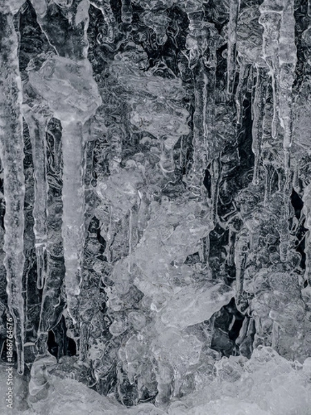 Obraz Ice Along a Flowing Winter Stream cold winter