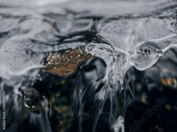 Obraz Ice Along a Flowing Winter Stream cold winter