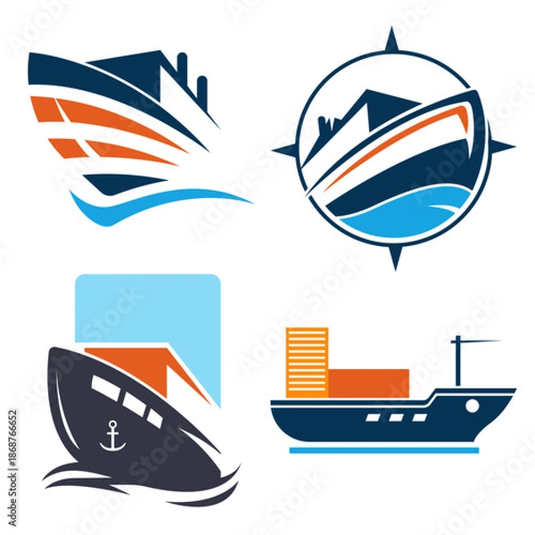 Obraz Cargo Ship Logo bundle template, for delivery business.