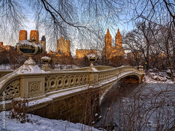 Obraz Bow bridge after light snowing