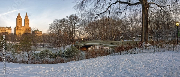 Obraz Bow bridge after light snowing