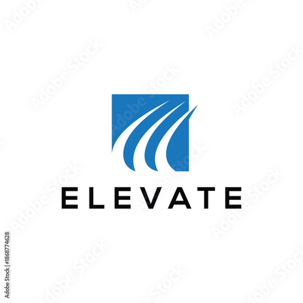 Fototapeta Initial letter E elevate logo design, square graphic symbol icon