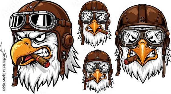 Obraz Angry eagle pilot smoking cigar