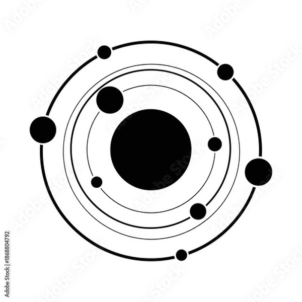 Obraz Black and white atomic model structure.
