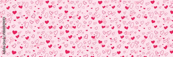 Obraz Hand Drawn Valentine Heart Pattern Background