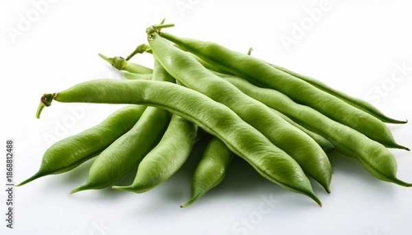 Obraz Green Beans On White Background
