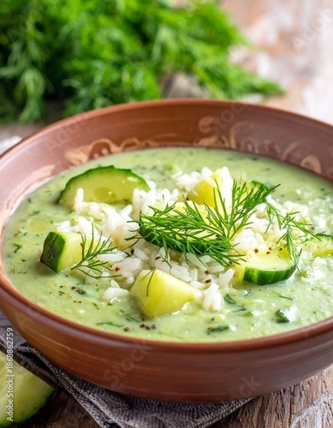 Obraz Gurkensuppe mit Dill