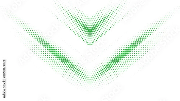 Obraz Modern Green Geometric Chevron Halftone Design with Square Dot Elements Vector Illustration