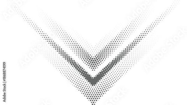 Obraz Abstract Gray V Shape Halftone Pattern with Square Pixel Gradients Vector Illustration