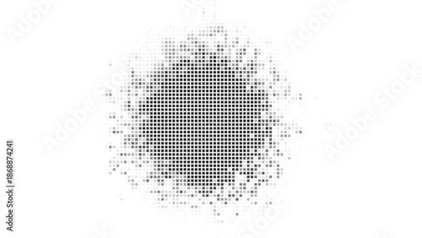 Obraz Abstract Circle Halftone Burst with Grayscale Square Pixel Dissolve Vector Illustration