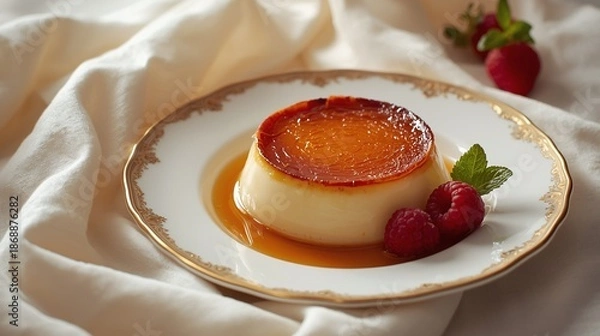 Obraz panna cotta with strawberry