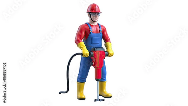 Obraz Construction worker with jackhammer