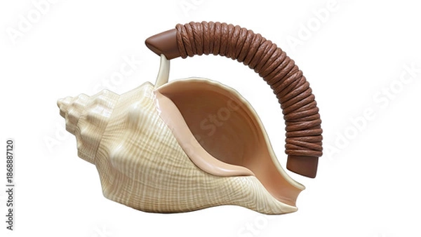 Obraz Conch shell with woven brown handle