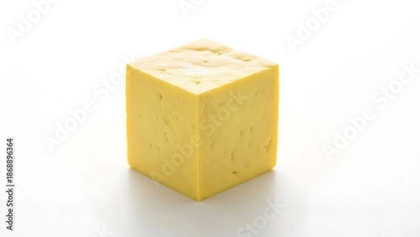 Obraz Yellow Cube Object on White Background