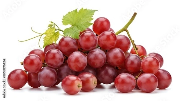 Obraz Fresh Red Grapes on White Background