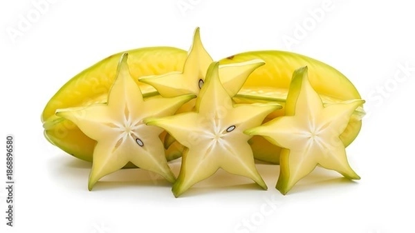 Obraz Sliced Starfruit on White Background