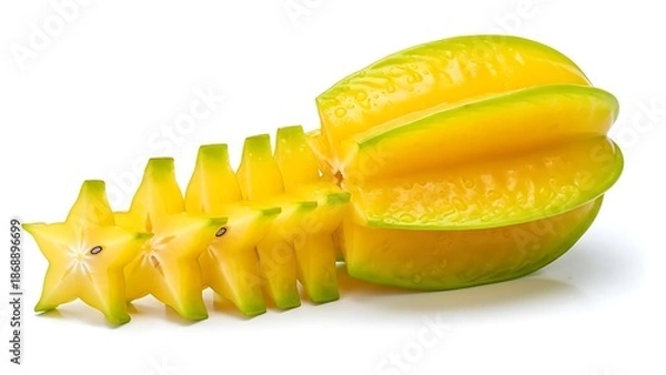 Obraz Sliced Starfruit on White Background