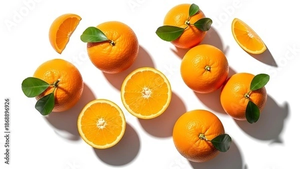 Obraz Fresh Oranges on White Background