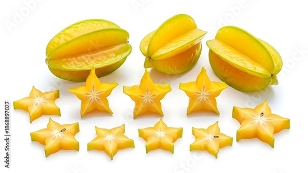 Obraz Sliced Starfruit on White Background