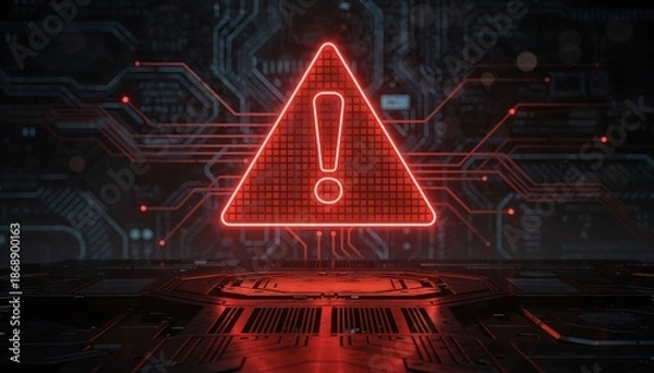 Fototapeta A software error warning amidst a crisis backdrop