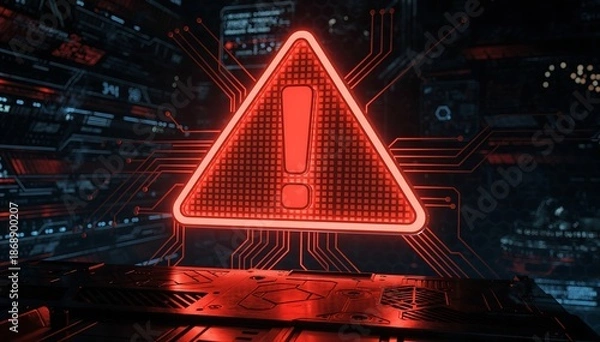 Fototapeta A software error warning amidst a crisis backdrop