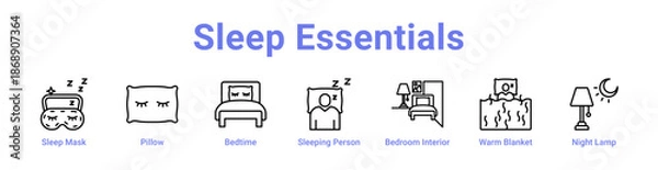 Obraz Sleep Essentials Icon Banner and Collection