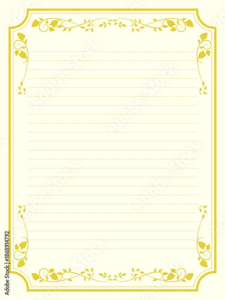 Obraz 植物アンティーク風の便箋・手紙用テンプレート