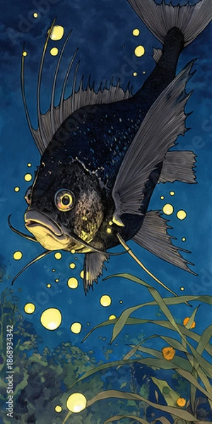 Obraz 満月と広がる夜の海　波間に光る幻想的な夜景イラスト素材
海　月　満月　波　夜　幻想的　自然　静けさ　ロマンチック　イラスト　風景　背景　ヒーリング　動画用