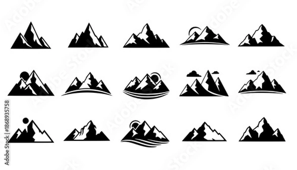 Obraz mountain silhouette icon vector set for logo
