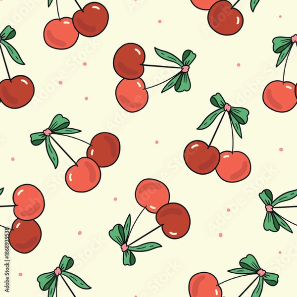 Obraz Cherries Seamless Pattern Cherry Background