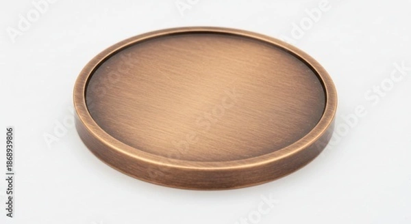 Obraz アンティーク風の銅製円形プレートが柔らかな光の中で深みのある金属光沢と独自の質感を魅せる. AI Generated