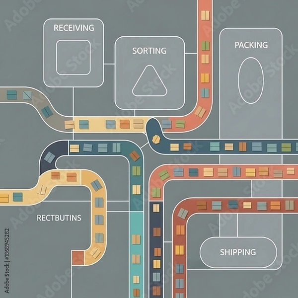 Obraz Warehouse Logistics and Distribution Process Flow Diagram.