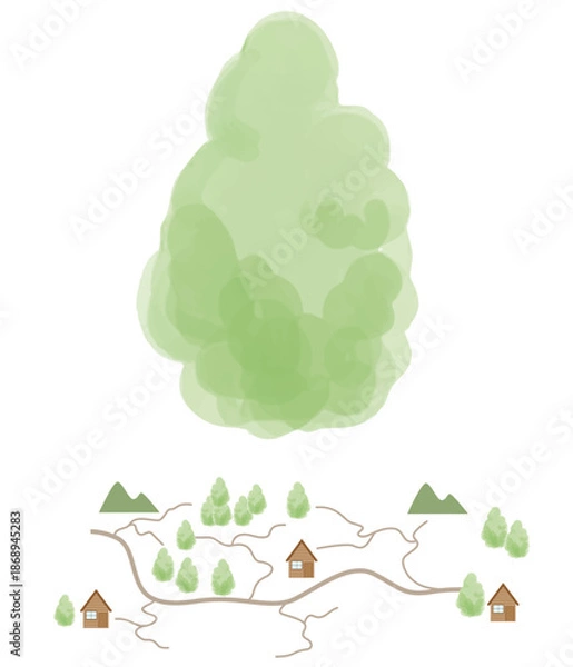 Obraz 水性マーカーペンで描いた色むらのある木のベクターイラスト