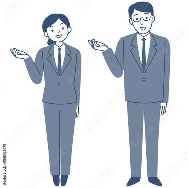 Obraz スーツを着て案内する若い女性と男性