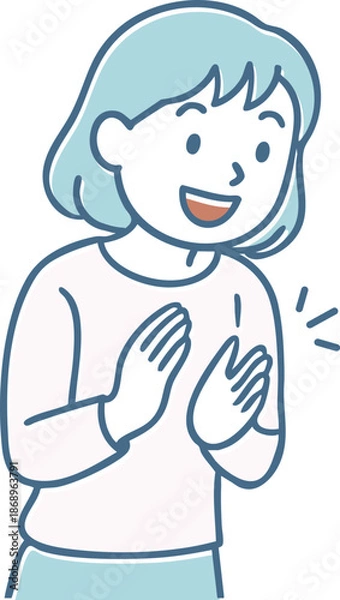 Obraz 手を叩いて喜ぶ女性のイラスト