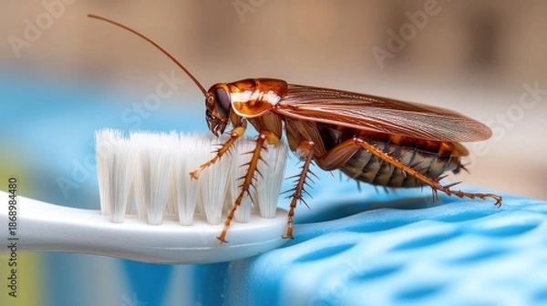 Fototapeta Cockroach on toothbrush (1)