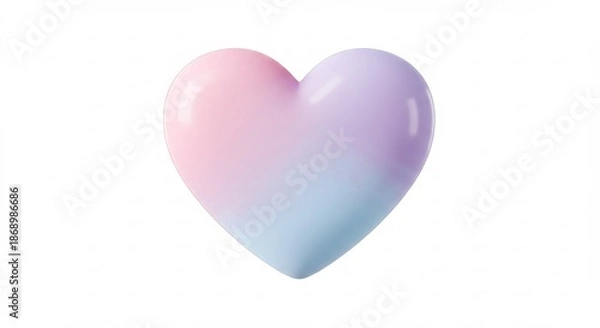 Obraz 淡いグラデーションが美しいツヤツヤなハートオブジェ 柔らかな光が作り出す立体感と愛らしい色彩が魅力的なデザイン. AI Generated