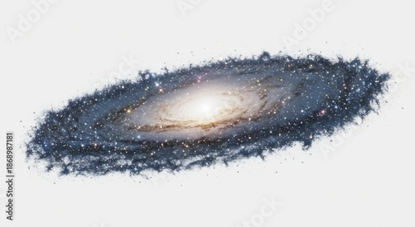 Obraz 広大な宇宙空間に輝く無数の星々が美しい螺旋を描く壮大な渦巻銀河の神秘的な光景. AI Generated