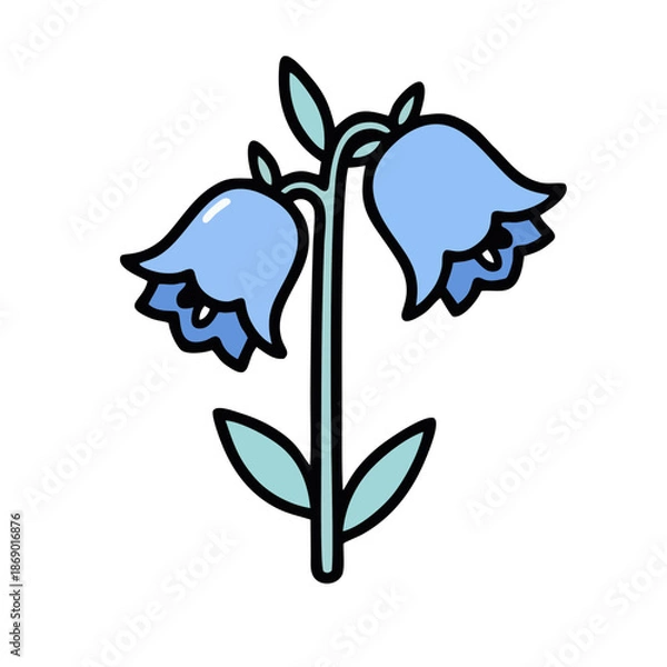 Obraz Elegant blue bell flowers on a stem