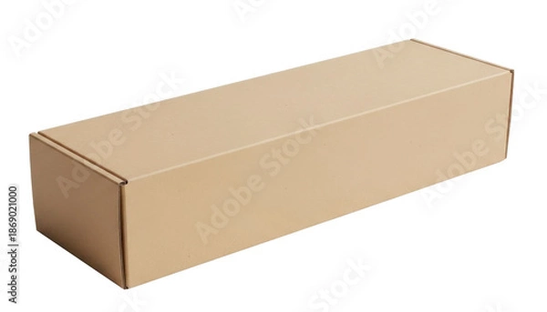 Obraz Long Rectangular Cardboard Packaging Box Isolated on Transparent Background