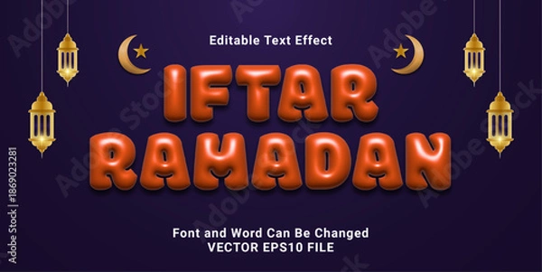 Obraz 3d editable inflate iftar ramadan text effect.typhography logo