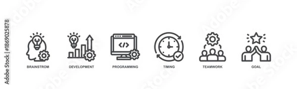 Obraz Hackathon concept icon illustration contain brainstorm, development, programming, timing, teamwork and goal. 