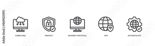 Obraz IPsec concept icon illustration contain computing, protect, internet protocol, vpn and authenticate.